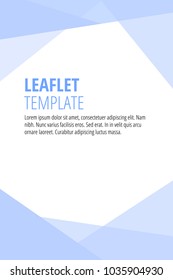 Leaflet brochure design, geometric abstract business brochure template, blue triangles. Vector Illustration.