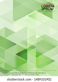 leaflet, brochure, flyer template with abstract modern transparency polygon geometric pattern for business or technology presentation, vector illustration