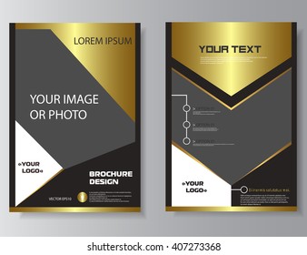 Leaflet brochure. Brochure printable layout, flyer template. A4 size. Magazine cover, poster template. Business concept. Beautiful golden leaflet. Design layout. Vector illustration, eps 10