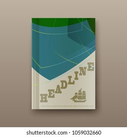 Leaflet cover presentation abstract geometric background. Vector image of book with a shadow