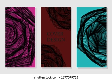  Leaflet cover presentation abstract geometric background. Multipurpose template with cover. Trendy minimalist flat geometric design. Square format.