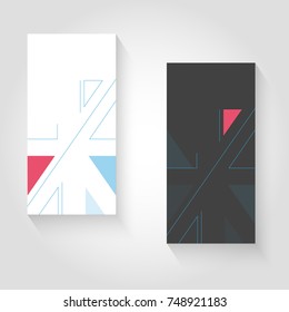 Leaflet cover template based on british flag design. Flyer invite mock up. Abstract geometric background. Modern publication poster, print. Business, language training show bill. Vector illustration.