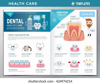 leaflet of dental clinic services.flat cute cartoon design illustration.isolated on white background.template cover for magazine or website 