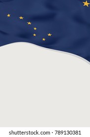Leaflet design with flag of Alaska, US. Vector template.
