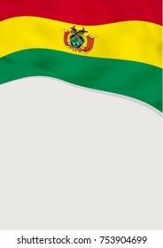 Leaflet design with flag of Bolivia. Vector template.