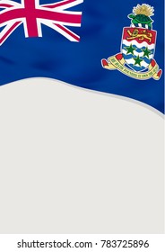 Leaflet design with flag of Cayman Islands. Vector template.