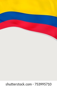 Leaflet design with flag of Colombia. Vector template.