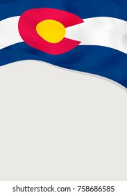 Leaflet design with flag of Colorado, US. Vector template.