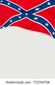 Leaflet design with flag of Confederate, US. Vector template.