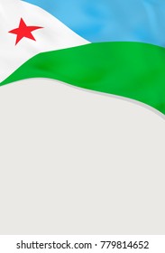 Leaflet design with flag of Djibouti Vector template.