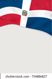 Leaflet design with flag of Dominican Republic. Vector template.