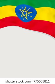 Leaflet design with flag of Ethiopia. Vector template.