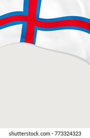 Leaflet design with flag of Faroe Islands. Vector template.