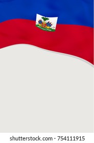 Leaflet design with flag of Haiti. Vector template.