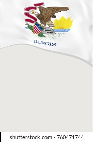 Leaflet design with flag of Illinois, US. Vector template.