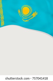 Leaflet design with flag of Kazakhstan. Vector template.