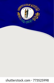 Leaflet design with flag of Kentucky, US. Vector template.