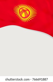 Leaflet design with flag of Kyrgyzstan. Vector template.