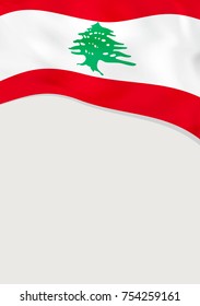 Leaflet design with flag of Lebanon. Vector template.