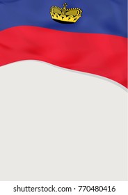 Leaflet design with flag of Liechtenstein. Vector template.
