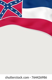 Leaflet design with flag of Mississippi, US. Vector template.