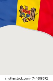 Leaflet design with flag of Moldova. Vector template.