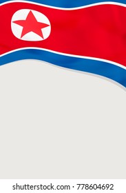 Leaflet design with flag of North Korea. Vector template.