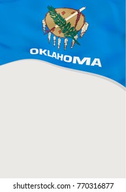 Leaflet design with flag of Oklahoma, US. Vector template.