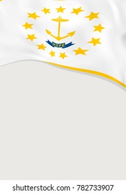 Leaflet design with flag of Rhode Island, US. Vector template.