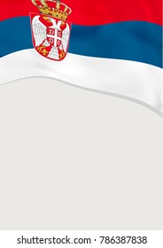 Leaflet design with flag of Serbia. Vector template.
