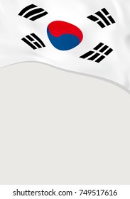 Leaflet design with flag of South Korea. Vector template.
