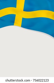 Leaflet design with flag of Sweden. Vector template.