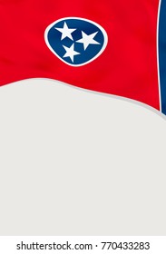 Leaflet design with flag of Tennessee, US. Vector template.
