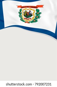 Leaflet design with flag of West Virginia, US. Vector template.