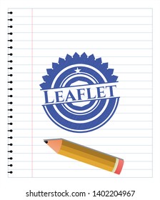 Leaflet emblem draw with pen effect. Blue ink. Vector Illustration. Detailed.