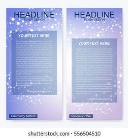 Leaflet flyer layout. Magazine cover corporate identity template. Science and technology design, structure DNA, chemistry, medical background, business and website templates. Vector illustration