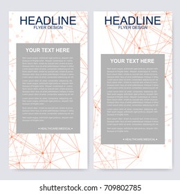 Leaflet flyer layout. Magazine cover corporate identity template. Science and technology design, structure DNA, chemistry, medical background, business and website templates. Vector illustration,