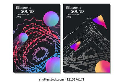 Leaflet with music festival invitation. Poster with abstract shapes and music vibes. Greetings cards perfect for prints,flyers,banners,invitations,promotions and more. Stock vector music illustration.