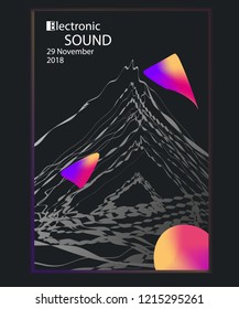 Leaflet with music festival invitation. Poster with abstract shapes and music vibes. Greetings cards perfect for prints,flyers,banners,invitations,promotions and more. Stock vector music illustration.