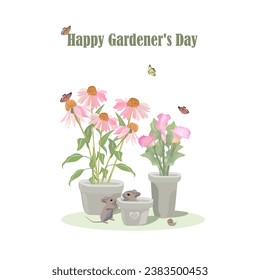 leaflet on Gardener's Day  flower echinacea and calla