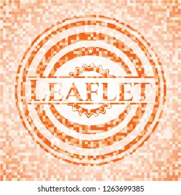 Leaflet orange tile background illustration. Square geometric mosaic seamless pattern with emblem inside.