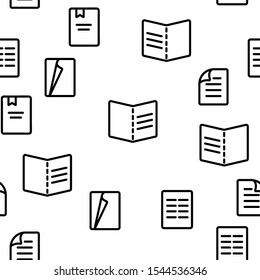 Leaflet Paper Vector Seamless Pattern Thin Line Illustration