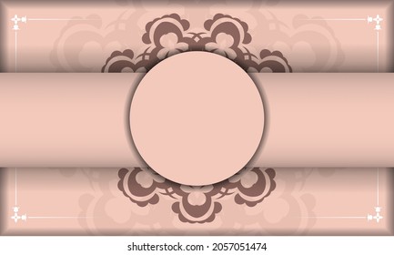 Prospecto de color rosa con patrón de mandala preparado para la tipografía.