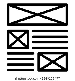 Leaflet promo line icon. Layout of document vector illustration isolated on white. Brochure template outline style designed for and app.