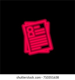Leaflet red glowing neon ui ux icon. Glowing sign logo vector