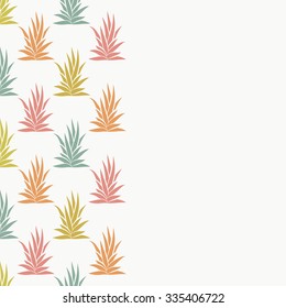 Leaflet with succulent bush and empty space. Succulent bush seamless pattern on white background. Vector illustration.