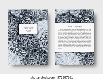 Leaflet template with abstract floral pattern and place for text on a white background