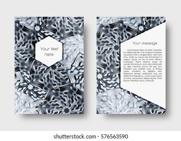 Leaflet template with abstract floral pattern and place for text on a white background