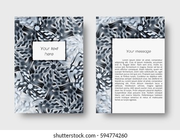 Leaflet template with abstract floral pattern and place for text on a white background