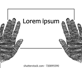 Leaflet template with decorative hand drawing.